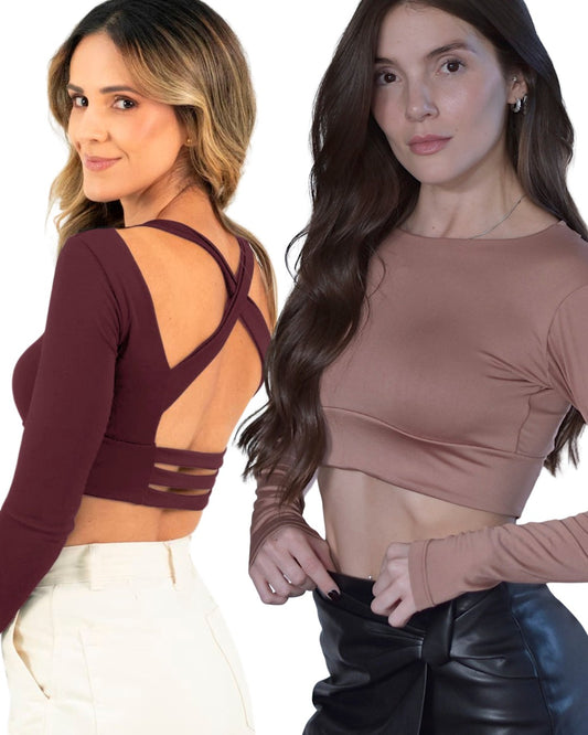 Pack 2x1: Croptop Berlín (Vinotinto + Nude)