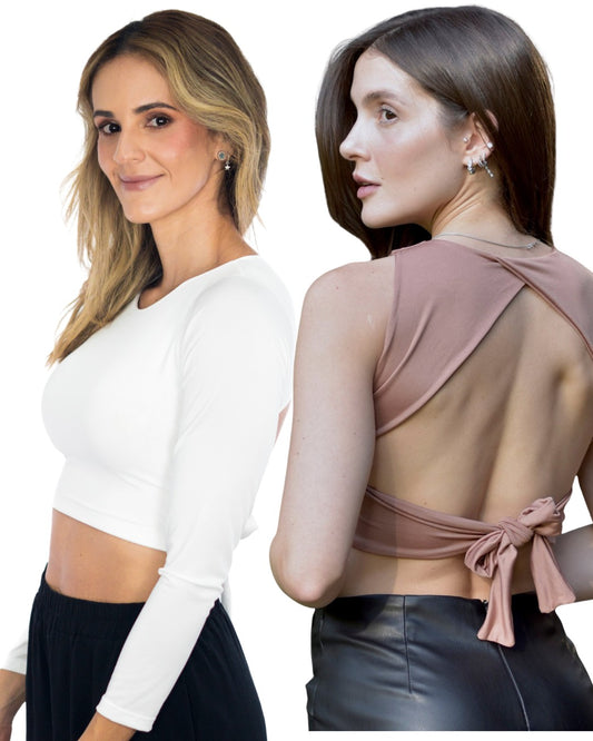 Pack 2x1: Croptop Davos Nude + Croptop Málaga Blanco