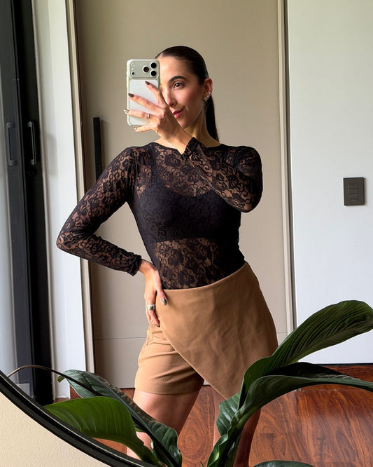 Top Blonda Manga Larga Fiore